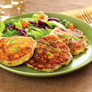 Cheesy Potato Pancakes with Sausage