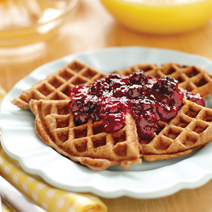 Wheat Waffles with Warm Berry Topping