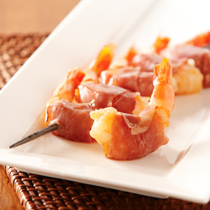 Maple-Glazed Prosciutto Wrapped Shrimp