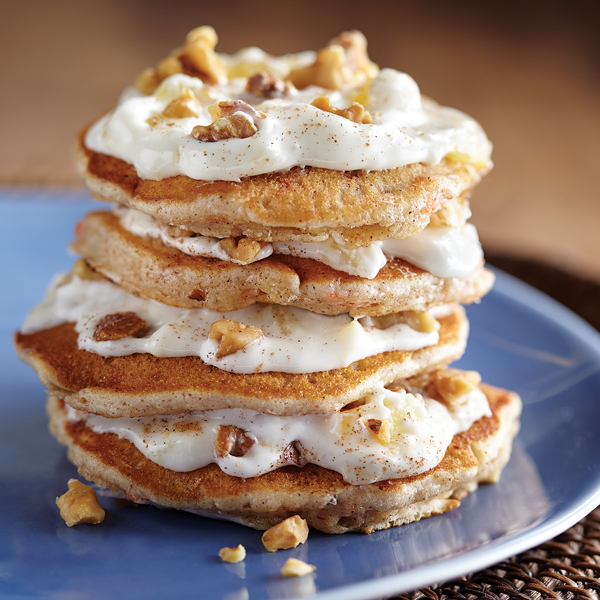 Carrot Cake Pancakes with Cream Cheese Frosting